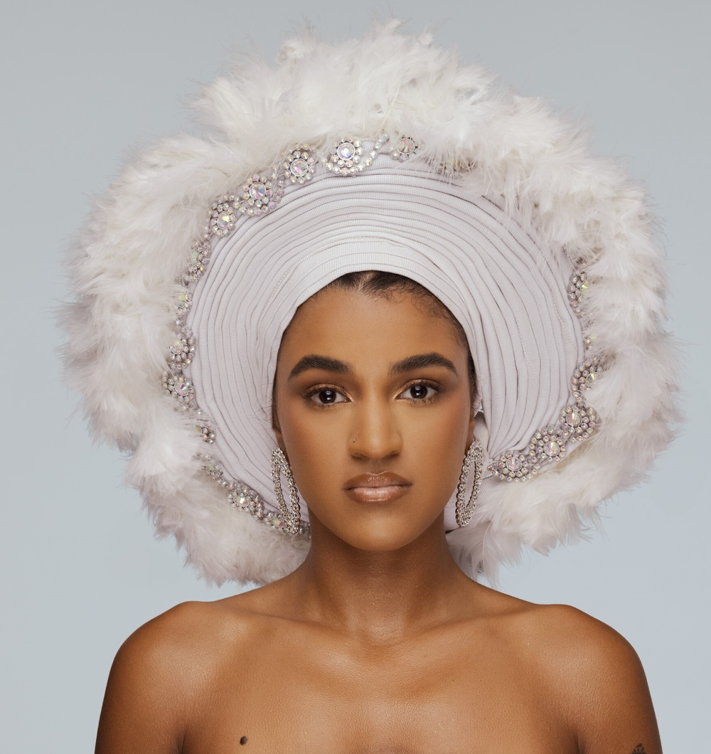 Angelina Swann-African Gele with feathers