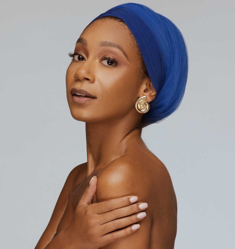 Angelina Swann-Blue turban headwrap