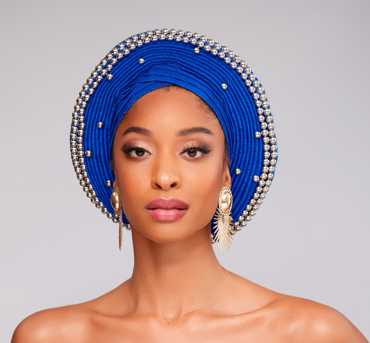 Angelina Swann-Royal Blue pleats gele